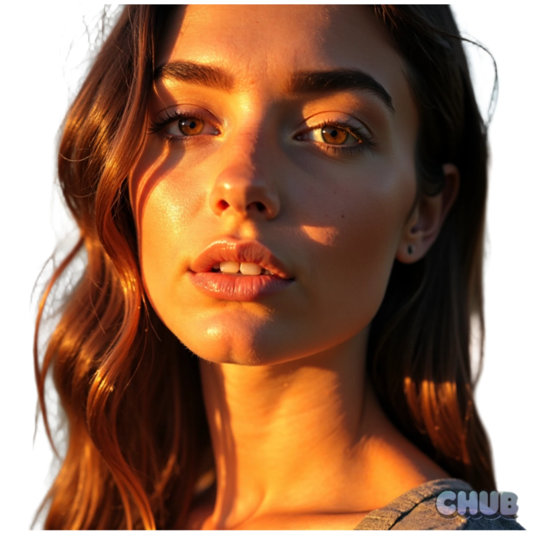 Background removal result with the subject on a white background and a CHUB watermark still in the lower right